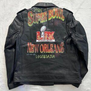 2024 Super Bowl New Orleans Women's Leather Jacket from WEAR Erin Andrews